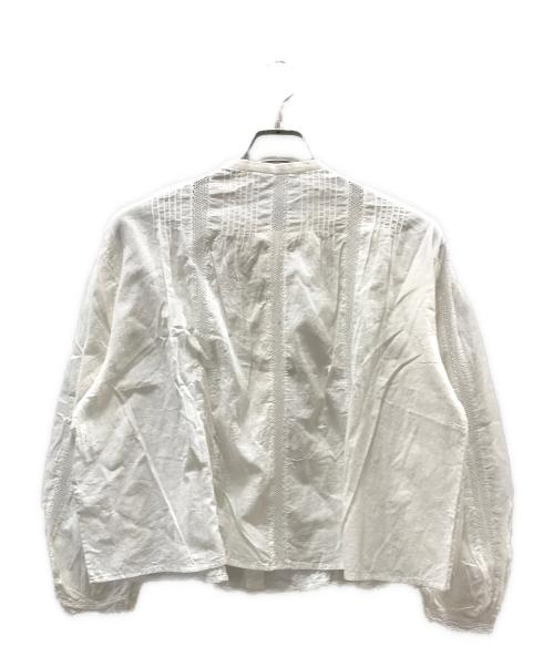 45R（フォーティファイブ・アール）45R (フォーティーファイブアール) インドカディ レースのリボンブラウス ホワイト サイズ:Mの古着・服飾アイテム