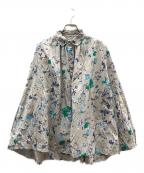 45Rフォーティファイブ・アール）の古着「ウィンターフラワープリントのくしゅくしゅブラウス」｜グレー