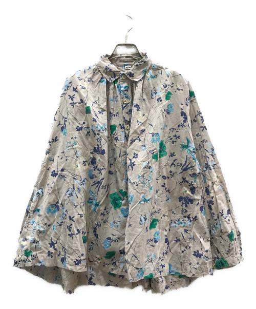 45R（フォーティファイブ・アール）45R (フォーティーファイブアール) ウィンターフラワープリントのくしゅくしゅブラウス グレー サイズ:FREEの古着・服飾アイテム