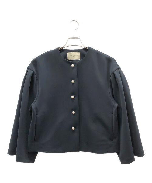 UNITED ARROWS（ユナイテッドアローズ）UNITED ARROWS (ユナイテッドアローズ) パールモチーフノーカラージャケット ネイビー サイズ:Sの古着・服飾アイテム