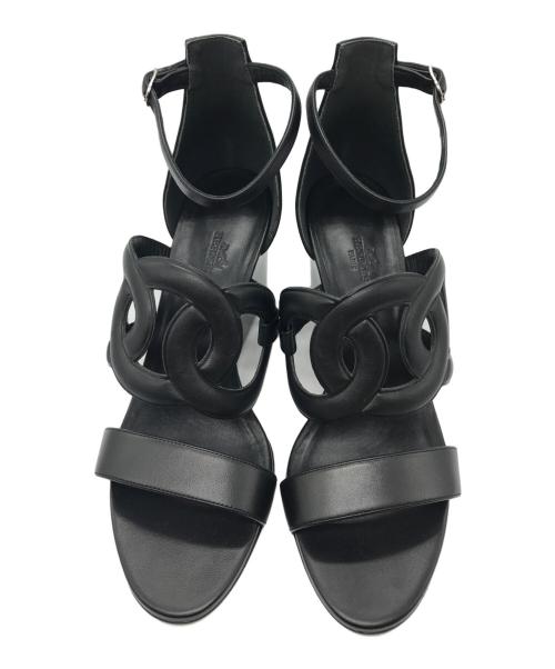 HERMES（エルメス）HERMES (エルメス) ウェッジソールサンダル ブラック サイズ:39の古着・服飾アイテム