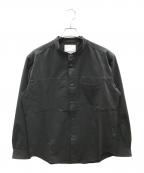 untrackアントラック）の古着「ノーカラーシャツ」｜ブラック