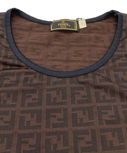 FENDI（フェンディ）FENDI (フェンディ) ズッカ総柄Tシャツ ブラウン サイズ:44の古着・服飾アイテム