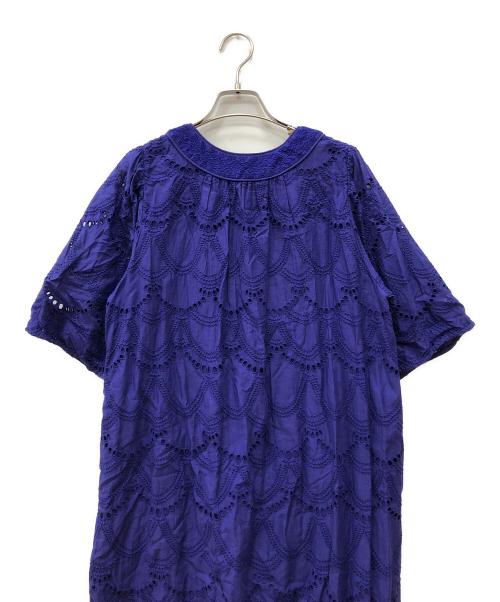 ne quittez pas（ヌキテパ）ne quittez pas (ヌキテパ) Cotton Voile Dot Hemla Dress パープル サイズ:FREEの古着・服飾アイテム