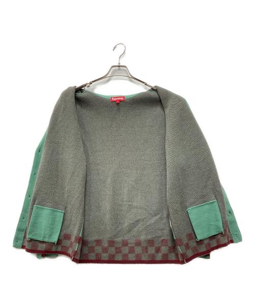 SUPREME（シュプリーム）Supreme (シュプリーム) Brushed Checkerboard Cardigan グリーン サイズ:Lの古着・服飾アイテム