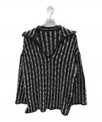 Ameriアメリ）の古着「HAND STITCH STRIPE KNIT TOP」｜ブラック