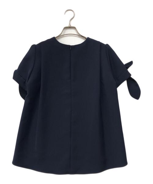 BORDERS at BALCONY（ボーダーズアットバルコニー）BORDERS AT BALCONY (ボーダーズアットバルコニー) リボンスリーブバックタック ブラウス ネイビー サイズ:36の古着・服飾アイテム
