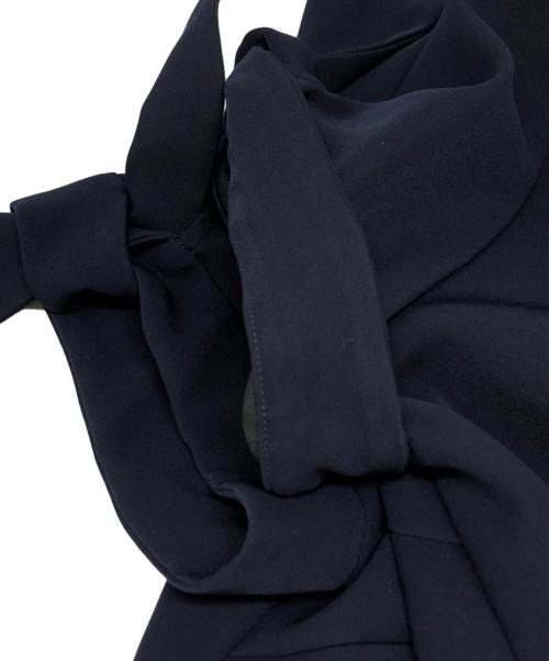 BORDERS at BALCONY（ボーダーズアットバルコニー）BORDERS AT BALCONY (ボーダーズアットバルコニー) リボンスリーブバックタック ブラウス ネイビー サイズ:36の古着・服飾アイテム