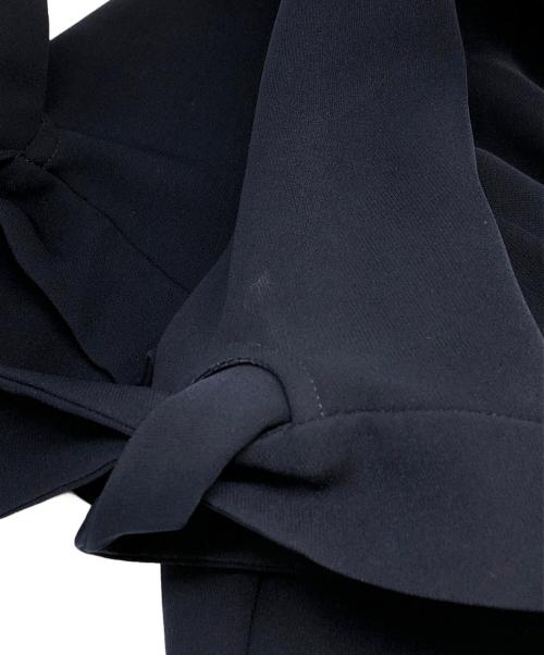 BORDERS at BALCONY（ボーダーズアットバルコニー）BORDERS AT BALCONY (ボーダーズアットバルコニー) リボンスリーブバックタック ブラウス ネイビー サイズ:36の古着・服飾アイテム