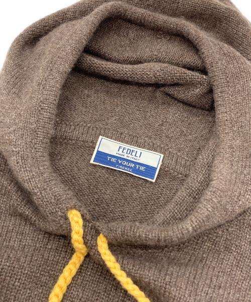 FEDELI（フェデーリ）FEDELI (フェデーリ) TIE YOUR TIE (タイ ユア タイ) 別注 カシミヤニットパーカー ブラウン サイズ:Sの古着・服飾アイテム