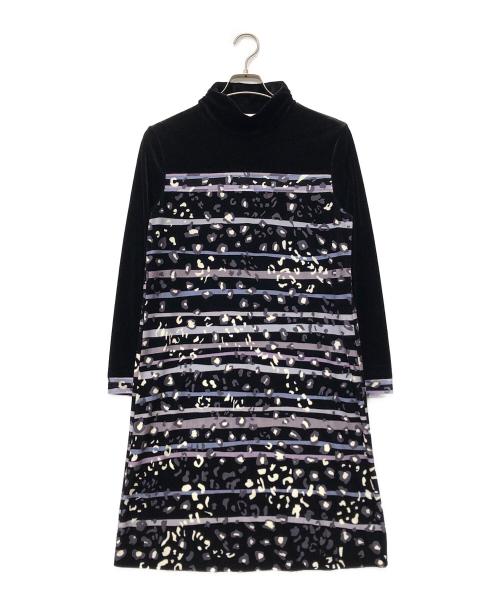 LEONARD SPORT（レオナール スポーツ）LEONARD SPORT (レオナール スポーツ) 長袖ベロアワンピース ブラック サイズ:40の古着・服飾アイテム