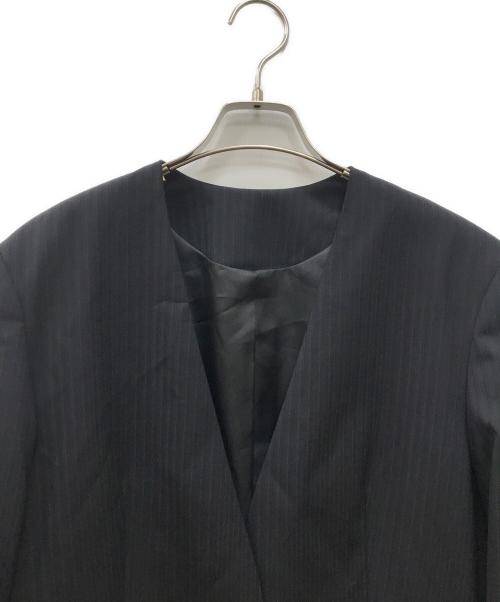 BEAUTY&YOUTH（ビューティーアンドユース）BEAUTY&YOUTH (ビューティーアンドユース) ストライプ ノーカラージャケットテーラードジャケット ブラック サイズ:M 未使用品の古着・服飾アイテム