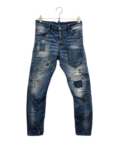 DSQUARED2（ディースクエアード）DSQUARED2 (ディースクエアード) リペア加工デニムパンツ インディゴ サイズ:Sの古着・服飾アイテム