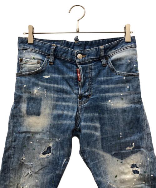 DSQUARED2（ディースクエアード）DSQUARED2 (ディースクエアード) リペア加工デニムパンツ インディゴ サイズ:Sの古着・服飾アイテム