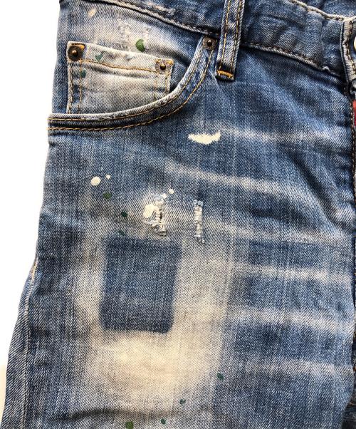 DSQUARED2（ディースクエアード）DSQUARED2 (ディースクエアード) リペア加工デニムパンツ インディゴ サイズ:Sの古着・服飾アイテム