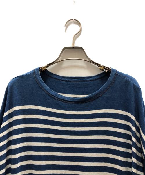 45R（フォーティファイブ・アール）45R (フォーティファイブ・アール) ボーダーカットソーワンピース ブルー サイズ:FREEの古着・服飾アイテム