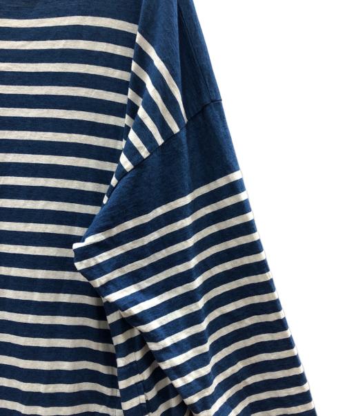 45R（フォーティファイブ・アール）45R (フォーティファイブ・アール) ボーダーカットソーワンピース ブルー サイズ:FREEの古着・服飾アイテム