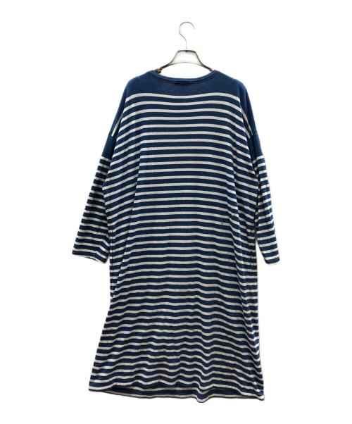 45R（フォーティファイブ・アール）45R (フォーティファイブ・アール) ボーダーカットソーワンピース ブルー サイズ:FREEの古着・服飾アイテム