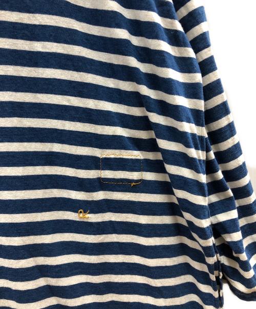 45R（フォーティファイブ・アール）45R (フォーティファイブ・アール) ボーダーカットソーワンピース ブルー サイズ:FREEの古着・服飾アイテム