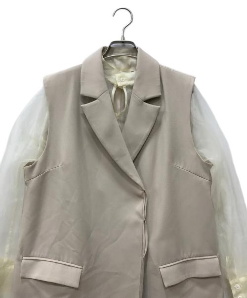 Ameri（アメリ）Ameri (アメリ) LONG VEST SET SHEER DRESS ベージュ サイズ:Sの古着・服飾アイテム