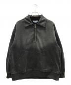 MAISON SPECIALメゾンスペシャル）の古着「Sandblasting Sweat Prime-Over Half-Zip Polo Shirt」｜ブラック
