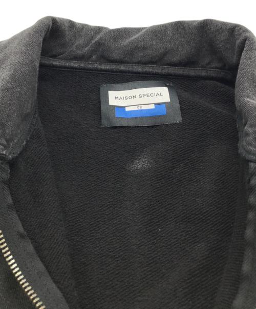 MAISON SPECIAL（メゾンスペシャル）MAISON SPECIAL (メゾンスペシャル) Sandblasting Sweat Prime-Over Half-Zip Polo Shirt ブラック サイズ:2の古着・服飾アイテム