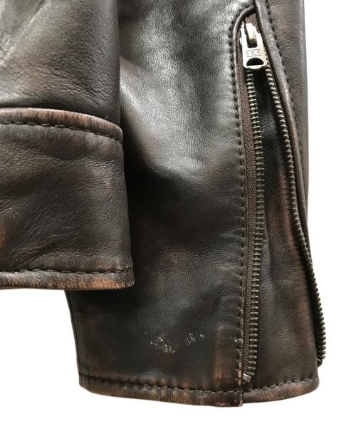 AVIREX（アヴィレックス）AVIREX (アヴィレックス) AGED LEATHER W-RIDERS JACKET ブラウン サイズ:XLの古着・服飾アイテム