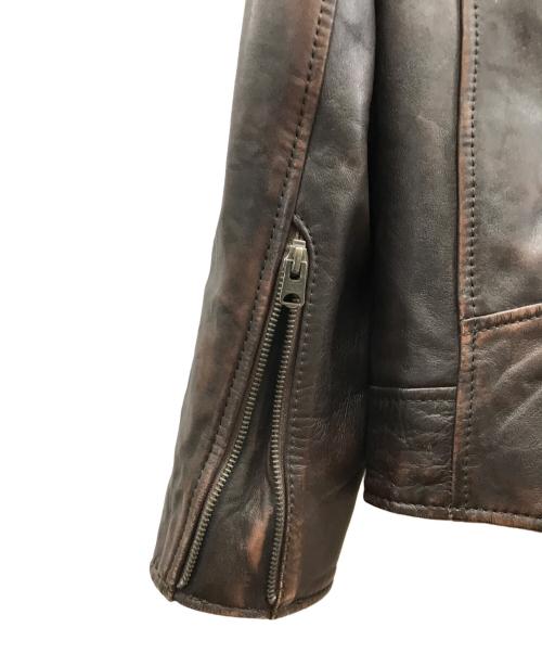 AVIREX（アヴィレックス）AVIREX (アヴィレックス) AGED LEATHER W-RIDERS JACKET ブラウン サイズ:XLの古着・服飾アイテム