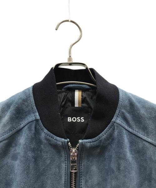 BOSS（ボス）BOSS (ボス) スエード&ナッパレザー ボンバージャケット ブルー サイズ:44の古着・服飾アイテム