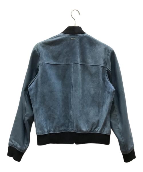 BOSS（ボス）BOSS (ボス) スエード&ナッパレザー ボンバージャケット ブルー サイズ:44の古着・服飾アイテム
