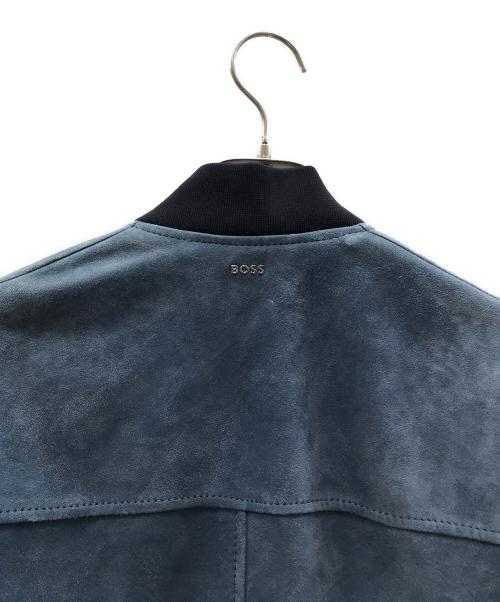 BOSS（ボス）BOSS (ボス) スエード&ナッパレザー ボンバージャケット ブルー サイズ:44の古着・服飾アイテム
