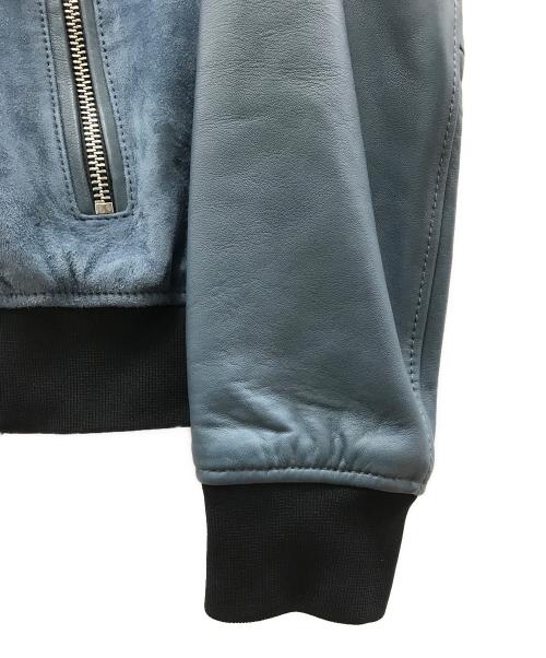BOSS（ボス）BOSS (ボス) スエード&ナッパレザー ボンバージャケット ブルー サイズ:44の古着・服飾アイテム