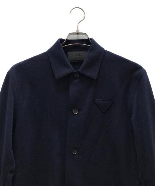 PRADA（プラダ）PRADA (プラダ) 三角プレート シャツ ネイビー サイズ:XSの古着・服飾アイテム