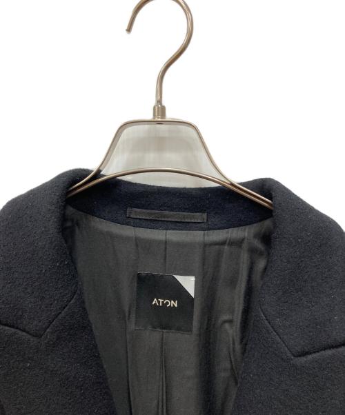 ATON（エイトン）ATON (エイトン) 140S BOUMOU MELTON ピークドラペルコート ブラック サイズ:4の古着・服飾アイテム