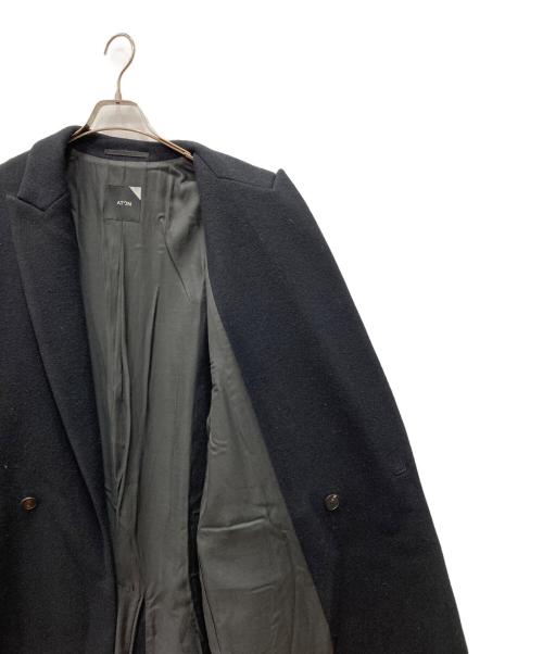 ATON（エイトン）ATON (エイトン) 140S BOUMOU MELTON ピークドラペルコート ブラック サイズ:4の古着・服飾アイテム