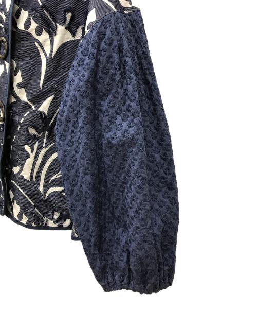 MUVEIL（ミュベール）MUVEIL (ミュベール) フラワーミックスジャケット ネイビー サイズ:38の古着・服飾アイテム