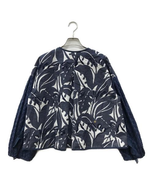MUVEIL（ミュベール）MUVEIL (ミュベール) フラワーミックスジャケット ネイビー サイズ:38の古着・服飾アイテム