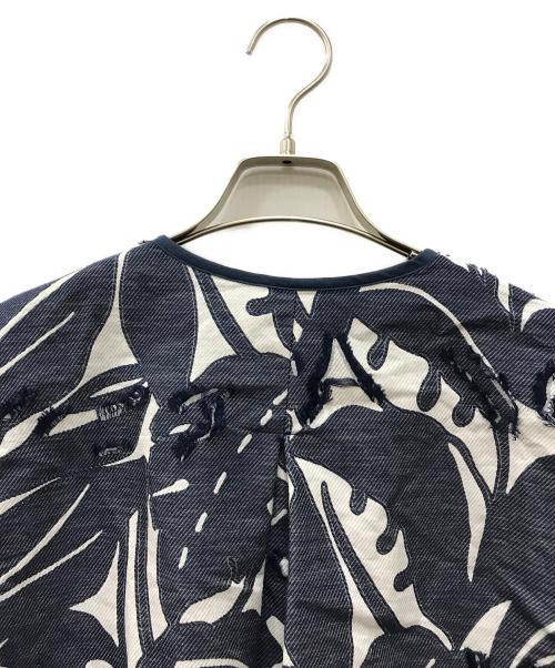 MUVEIL（ミュベール）MUVEIL (ミュベール) フラワーミックスジャケット ネイビー サイズ:38の古着・服飾アイテム