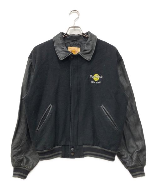 Hard Rock cafe（ハードロックカフェ）Hard Rock cafe (ハードロックカフェ) レザー切替ブルゾン ブラック サイズ:Lの古着・服飾アイテム