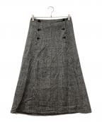 Y'sワイズ）の古着「ブラッシュドウールグレンチェックセータースカート」｜グレー