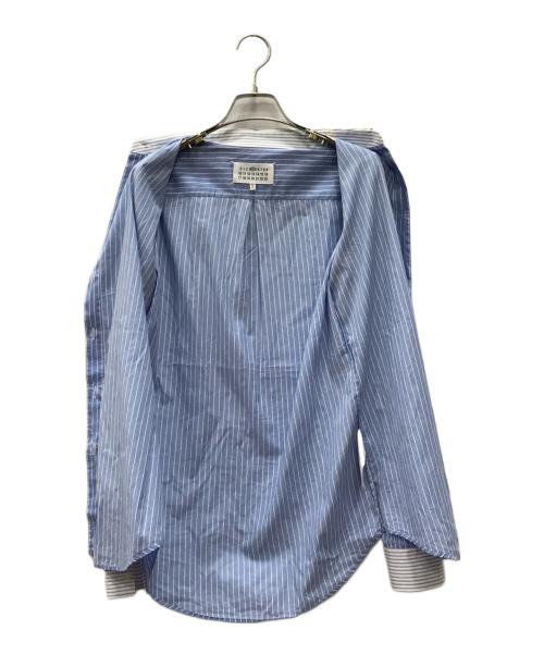 Maison Margiela（メゾンマルジェラ）Maison Margiela (メゾンマルジェラ) ストライプ ボタン フロントブラウス ブルー サイズ:38の古着・服飾アイテム