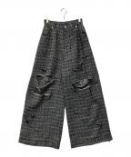 MAISON SPECIALメゾンスペシャル）の古着「Tweed DistRessed Wide Pants」｜ブラック