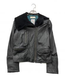 PAUL SMITH（ポールスミス）の古着「ボアレザージャケット」｜ブラック