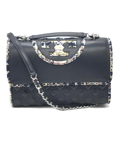TORY BURCH（トリーバーチ）TORY BURCH (トリーバーチ) ツイードチェーンショルダーバッグ ネイビー サイズ:下記参照の古着・服飾アイテム
