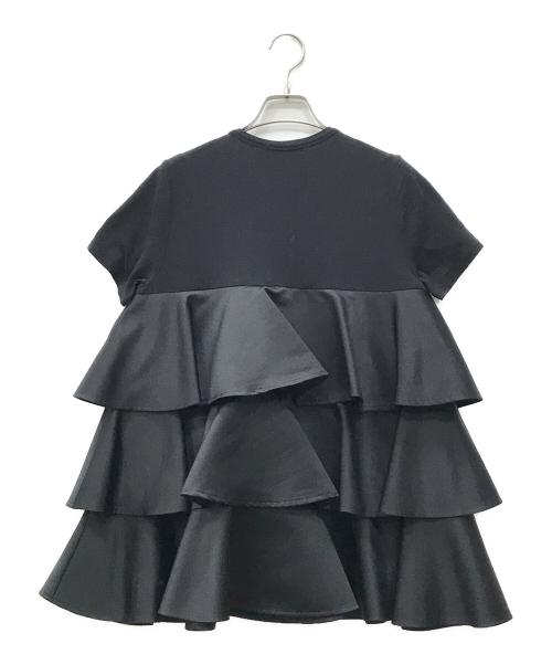 YOKO CHAN（ヨーコチャン）YOKO CHAN (ヨーコチャン) ハーフスリーブラッフルレイヤーカットソー ブラック サイズ:40の古着・服飾アイテム