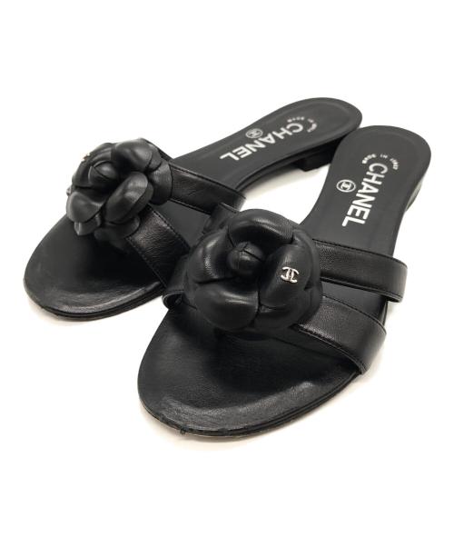 CHANEL（シャネル）CHANEL (シャネル) フラットサンダル ブラック サイズ:35Cの古着・服飾アイテム