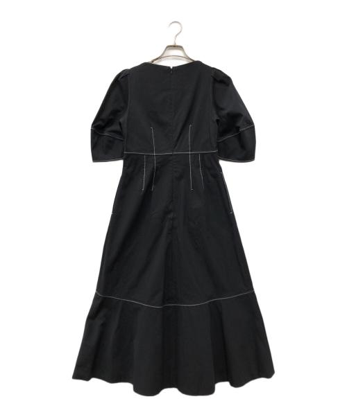 LANVIN en Bleu（ランバンオンブルー）LANVIN en Bleu (ランバンオンブルー) コットンストレッチ切替ワンピース ブラック サイズ:38の古着・服飾アイテム