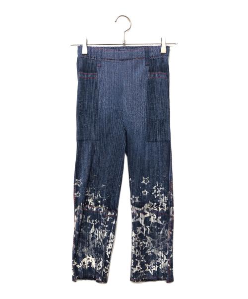 PLEATS PLEASE（プリーツプリーズ）PLEATS PLEASE (プリーツプリーズ) 転写プリーツパンツ ネイビー サイズ:3の古着・服飾アイテム