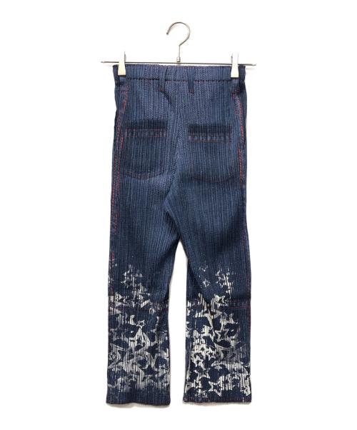 PLEATS PLEASE（プリーツプリーズ）PLEATS PLEASE (プリーツプリーズ) 転写プリーツパンツ ネイビー サイズ:3の古着・服飾アイテム