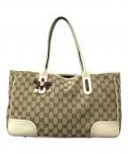 GUCCIグッチ）の古着「リボン GGキャンバス トートバッグ」｜ブラウン